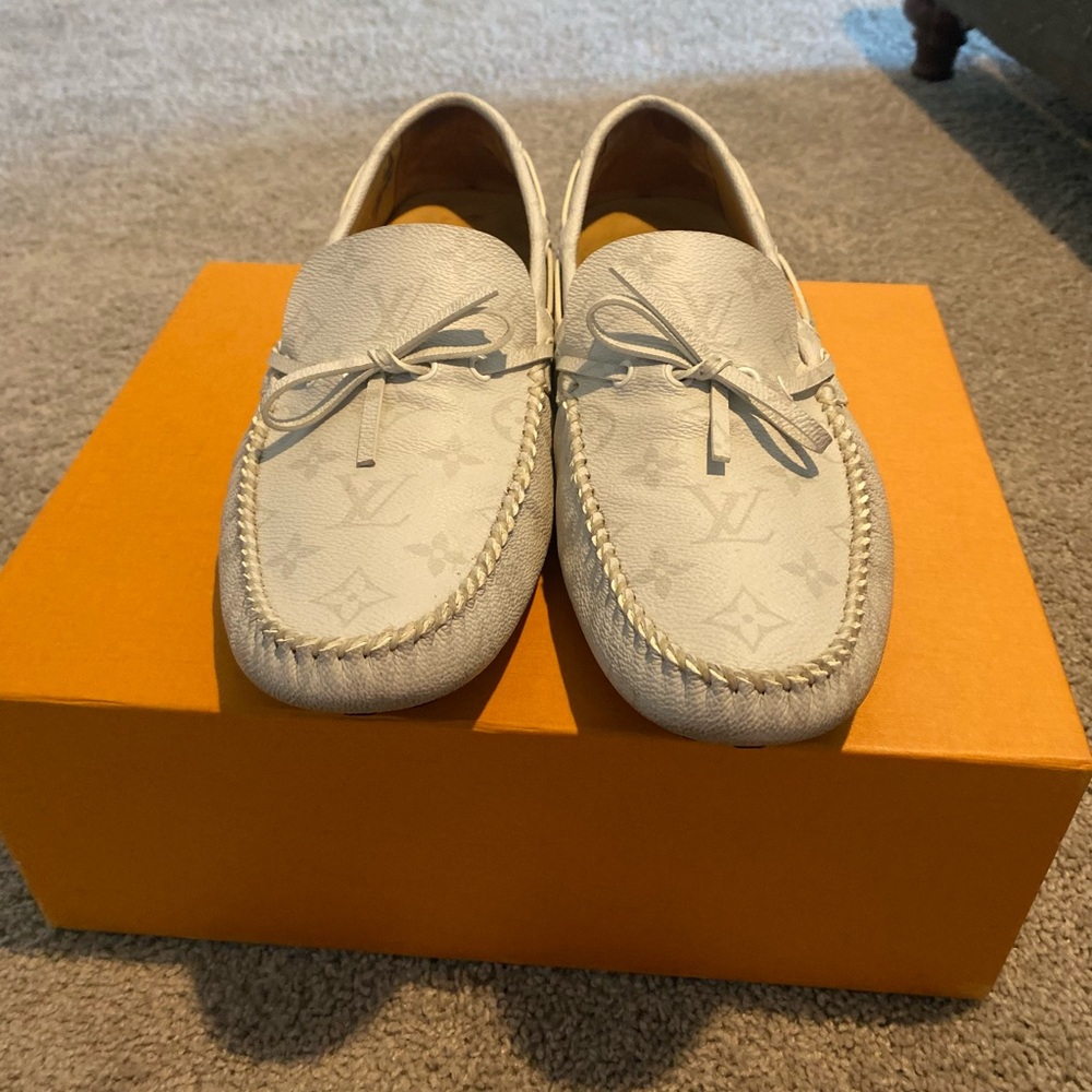 Louis Vuitton Loafers Grey Monogram [Box & Dust-bag Included]
